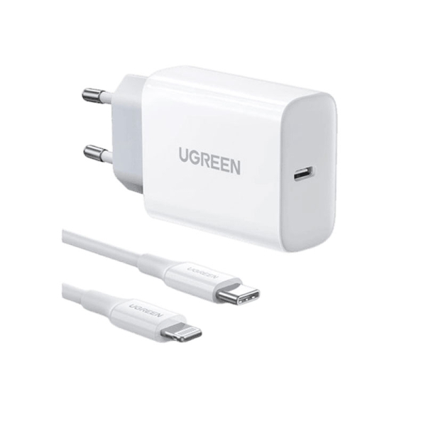 شارژر دیواری یوگرین مدل UGreen CD137-50698 20W همراه با کابل USB-C to Lightning